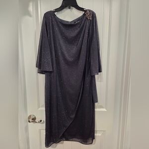 SLNY Black Asymmetrical Glitter Dress